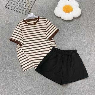 Set Bộ Nữ Trẻ Trung (CÓ LẺ ÁO) Gồm Áo Phom Rộng Kẻ Sọc Basic Phối Quần Đùi Ngắn A308 Q500