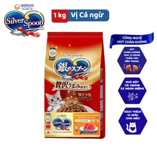 [1KG] Hạt Silver Spoon Nhật Bản Cao Cấp Giàu Đạm, Thức Ăn Hạt Cho Mèo Công Thức Core Coating
