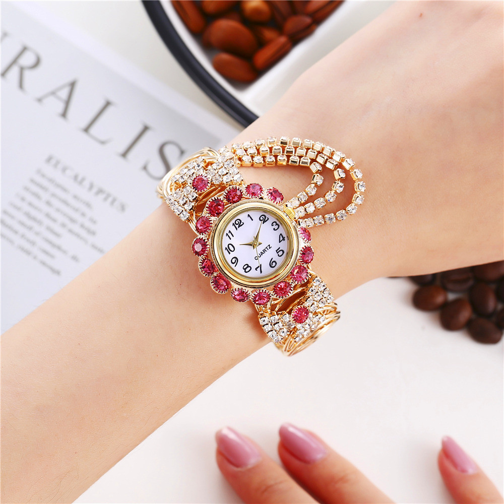 Đồng hồ nữ thời trang hợp thời trang Hàn Quốc mới với vòng tay thạch anh kỹ thuật số đính kim cương dành cho nữ làm quà tặng
