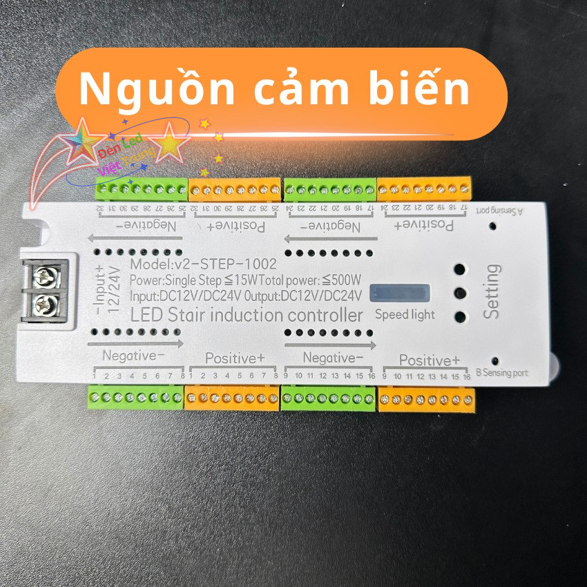 Bộ Điều Khiển LED Cầu Thang 500W DC 12V/24V Chống Chập Bảo Vệ Ngắn Mạch Hỗ Trợ Cảm Biến 2 Đầu