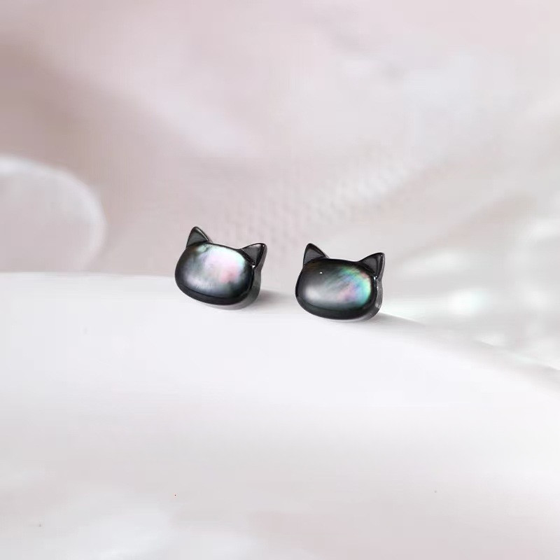 Bông tai mèo bạc S925 dễ thương Nữ sáng tạo độc đáo