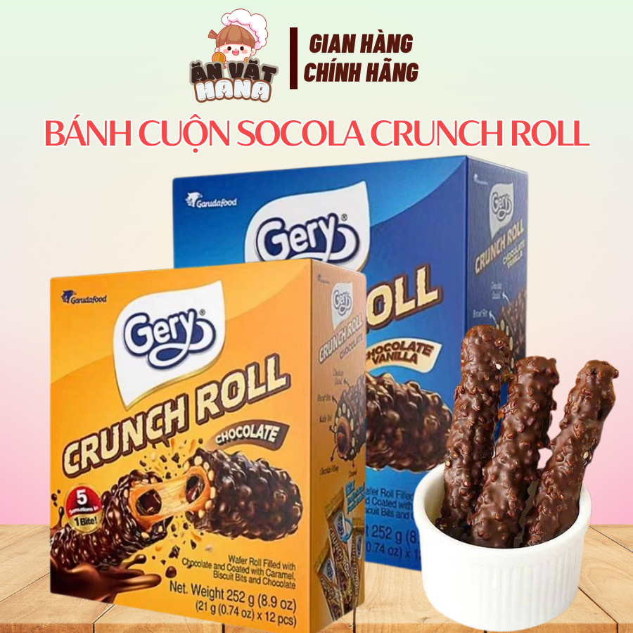 Bánh Gery Crunch Roll Chocolate & chocolate Vanilla Hộp 276g (23g x 12 ...