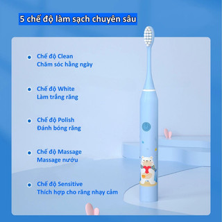 Bàn Chải điện Cho Bé,5 Chế Độ Đa Năng,Chống Nước IPX7,Thiết Kế Dễ Thương,Rung Động Nhẹ Nhàng,Bé Tự Giác Đánh Răng
