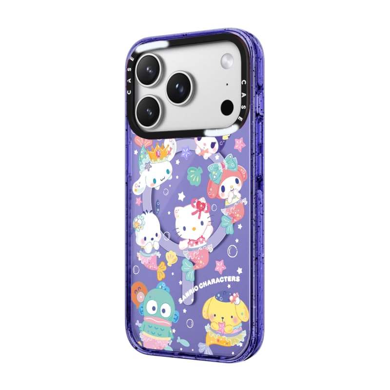 CASECASE X Bơi Sanlio Họ Peri Tím Trong Suốt Cứng Hút Từ Tính Tác Động Dành Cho Apple IPhone 12 13 14 15 16 17 Pro Max Plus Không Khí Có Hộp