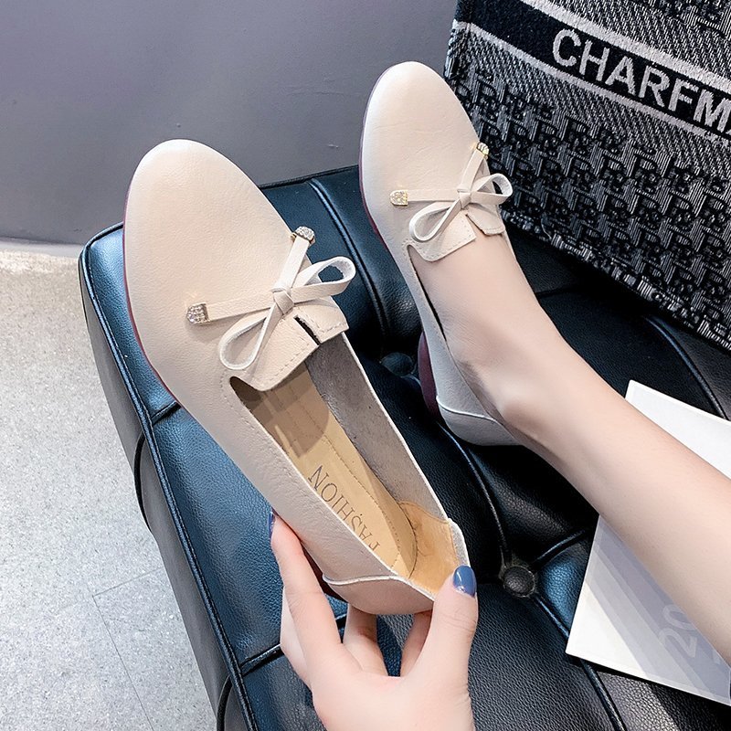 Atikota Nữ Giày Đế Bằng Slip-on Thời Trang Thanh Lịch Nơ Trang Trí Đa Năng Thoải Mái Nhẹ Đế Bằng