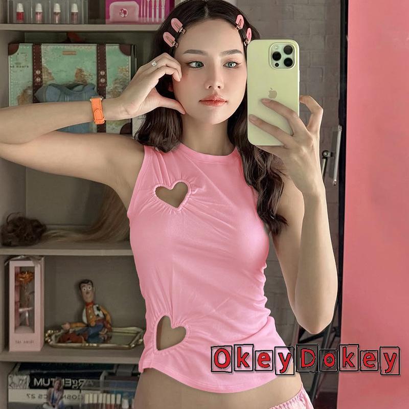 Áovest croptop mùa hè dành cho nữ, thiết kế slim fit với hoạ tiết trái tim