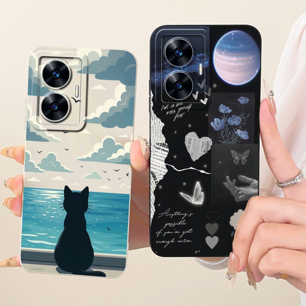 Ốp Lưng Cho Realme C55 Vỏ RMX3710 Silicon Thời Trang Cao Cấp Hoa Kawaii Dễ Thương 2D Sơn Ốp Điện Thoại Cho Real me C55