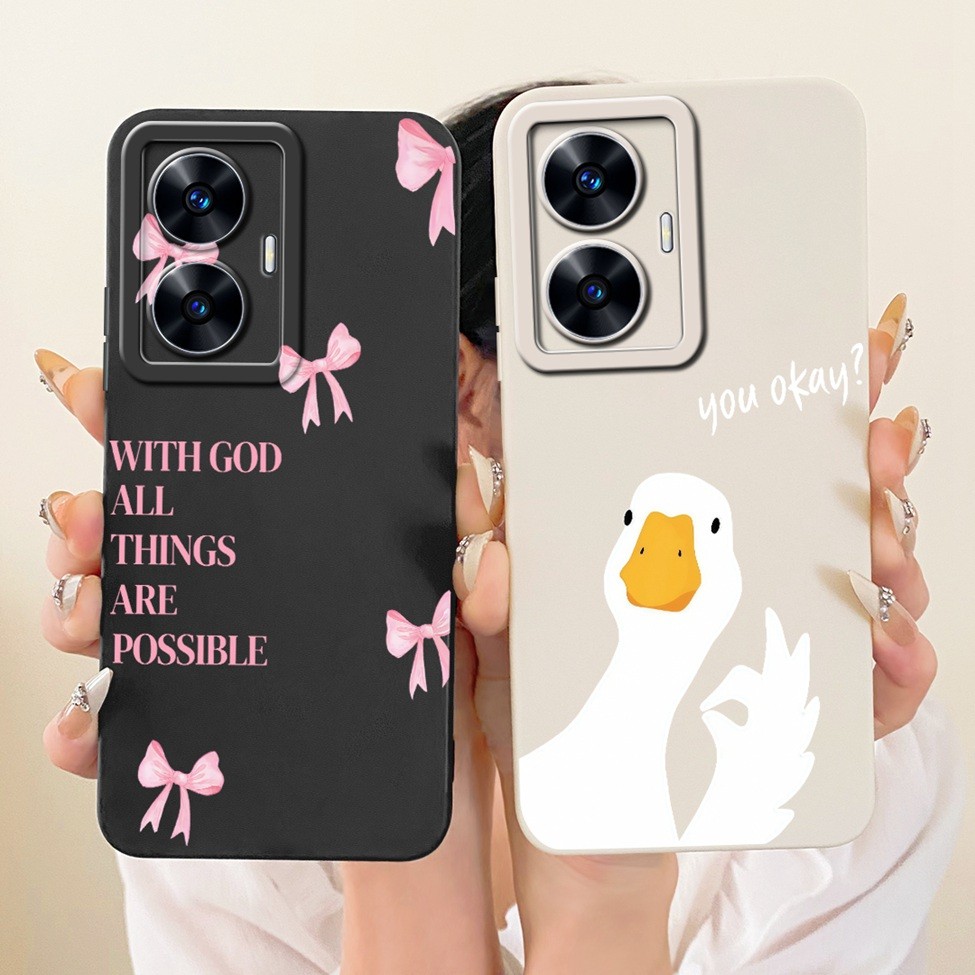 Ốp Lưng Cho Realme C55 Vỏ RMX3710 Silicon Thời Trang Cao Cấp Hoa Kawaii Dễ Thương 2D Sơn Ốp Điện Thoại Cho Real me C55