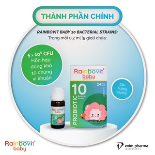 Men 10 Chủng Men Vi Sinh Rainbovit Baby lọ 5ml - Cải Thiện Tiêu Hóa, Biếng Ăn, Tăng Đề Kháng