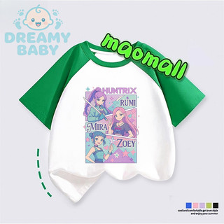 Áo thun ngắn tay cho trẻ em Kpop Demon Hunters, thoải mái mềm mại, 100% cotton, in họa tiết