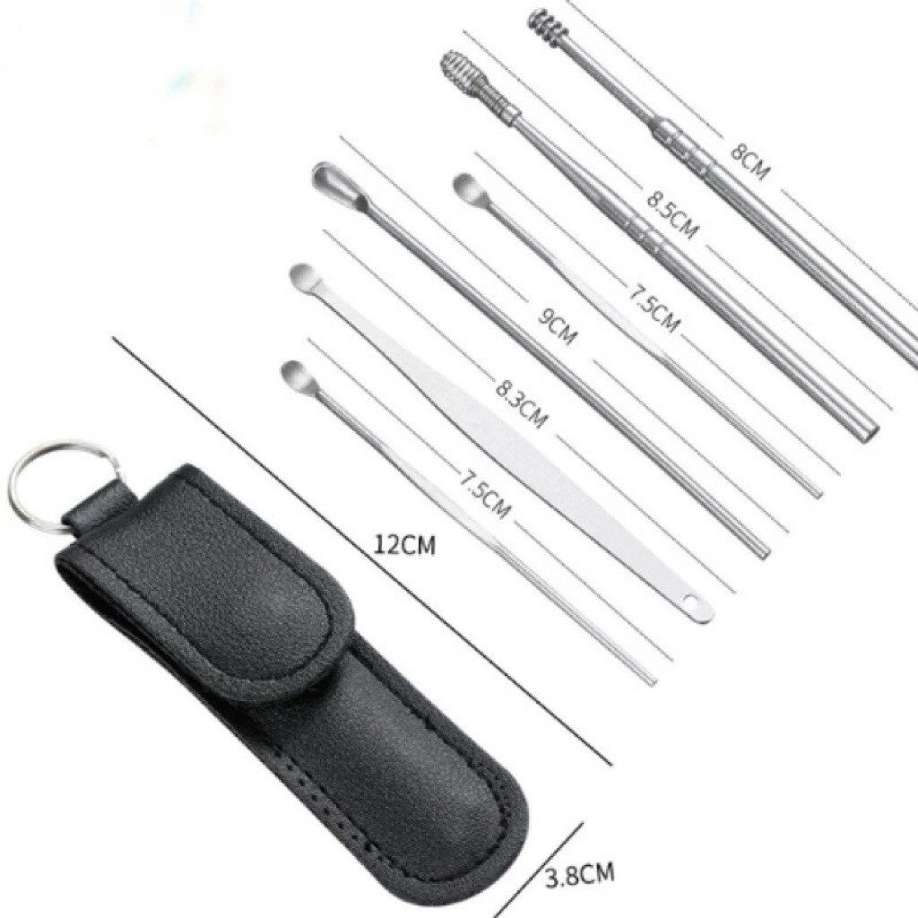 Bộ Dụng Cụ Lấy Ráy Tay Làm Sạch Ráy Tai 6 Món Kèm Túi Đựng Tiện Dụng.