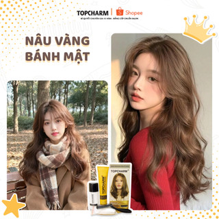 [CAO CẤP] Thuốc nhuộm tóc  NÂU VÀNG BÁNH MẬT không tẩy tóc, tặng kèm gói dưỡng và bộ dụng cụ TOPCHARM-CHAMIS