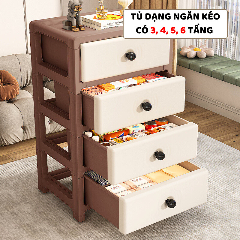 Tủ Nhựa Ngăn Kéo Nhiều Tầng ENODA HOME, Tủ Nhựa Đựng Đồ Đa Năng Tự Lắp Ráp Thiết Kế Hiện Đại Có Bánh Xe TUN017