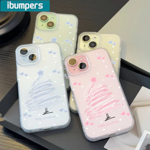 Ibumpers Ốp Điện Thoại Thẩm Mỹ Cây Giáng Sinh Quà Tặng Họa Tiết Trong Suốt Mờ Mềm Cao Cấp Chống Sốc Cho iPhone 11 12 13 14 15 16 17 Pro Max IP 7 8 Plus Iphon X XS XR Xs max