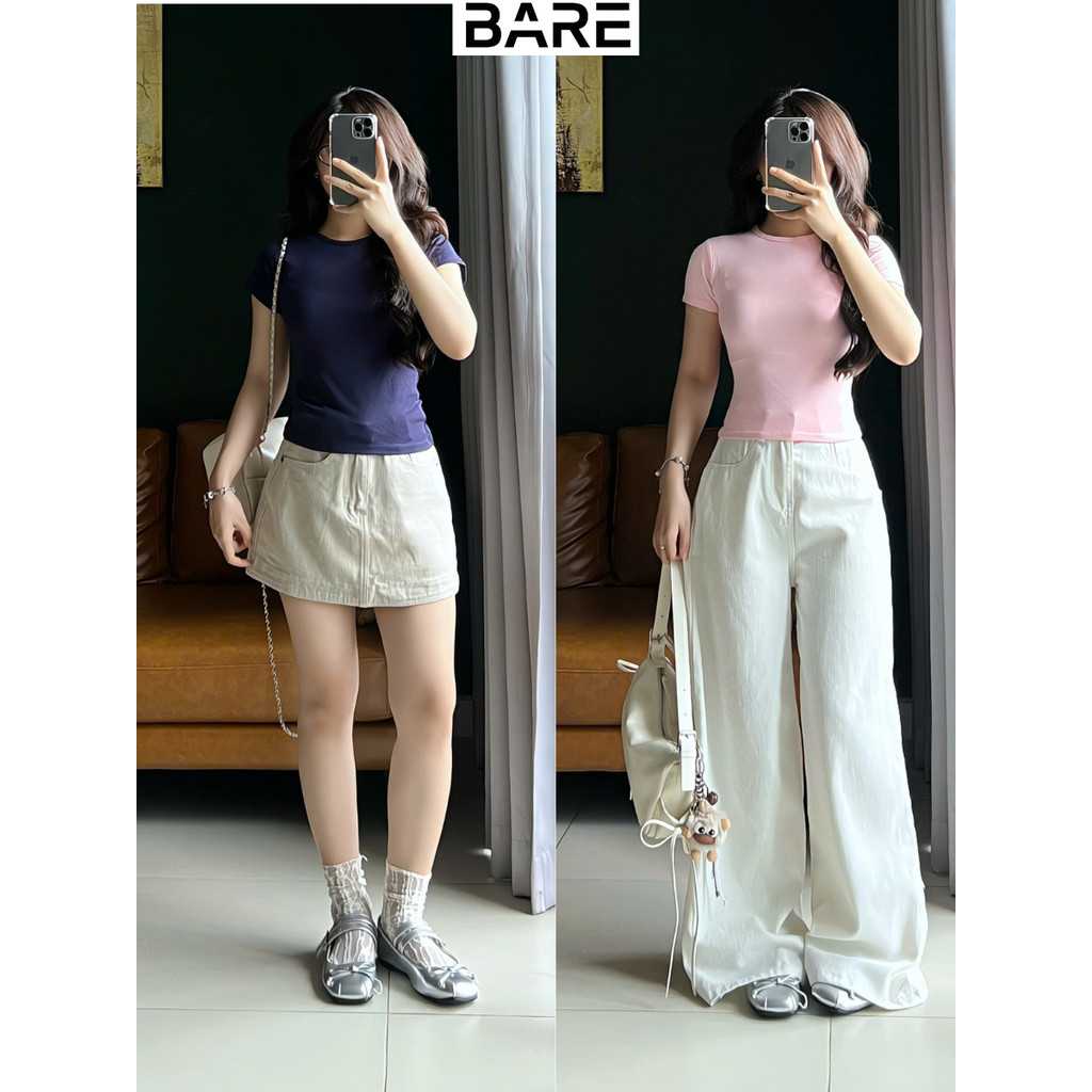 Áo ôm body cổ tròn basic vải thun zip lụa thắt eo, Áo thun nữ babytee tay ngắn dễ thương _AT037