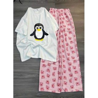 SÉT BỘ ĐỒ NỮ QUẦN HEO HỒNG + PHỐI ÁO PHÔNG -HÌNH CHIM CÁNH CỤT-thuba94