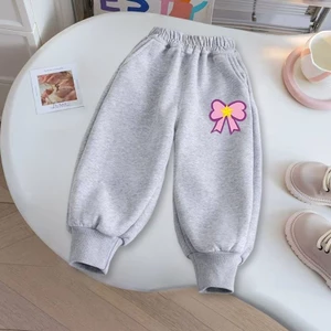 Quần Jogger dáng rộng cho bé gái với chi tiết hoạt hình dễ thương Quần chơi hàng ngày thoải mái cho trẻ em