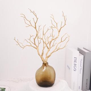 Cành Cây Khô Nhân Tạo Trang Trí Decor Artificial Dried Tree Branch Faux Coral Twig Wedding Party Halloween Christmas DIY Photography Props Dark Academia Nordic Style Elegant 35cm Plastic Ornament Craft Fake Plant Minimalist Gold Silver Black Wood