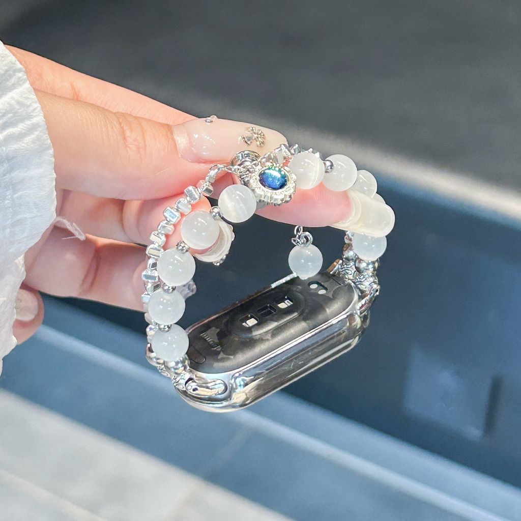 Vòng tay trang sức mắt mèo Bling cho Xiaomi Mi Band 10 9 8 7 Dây đeo cho Miband 10Pro 9 8 Pro Dây đeo cổ tay thay thế đính cườm