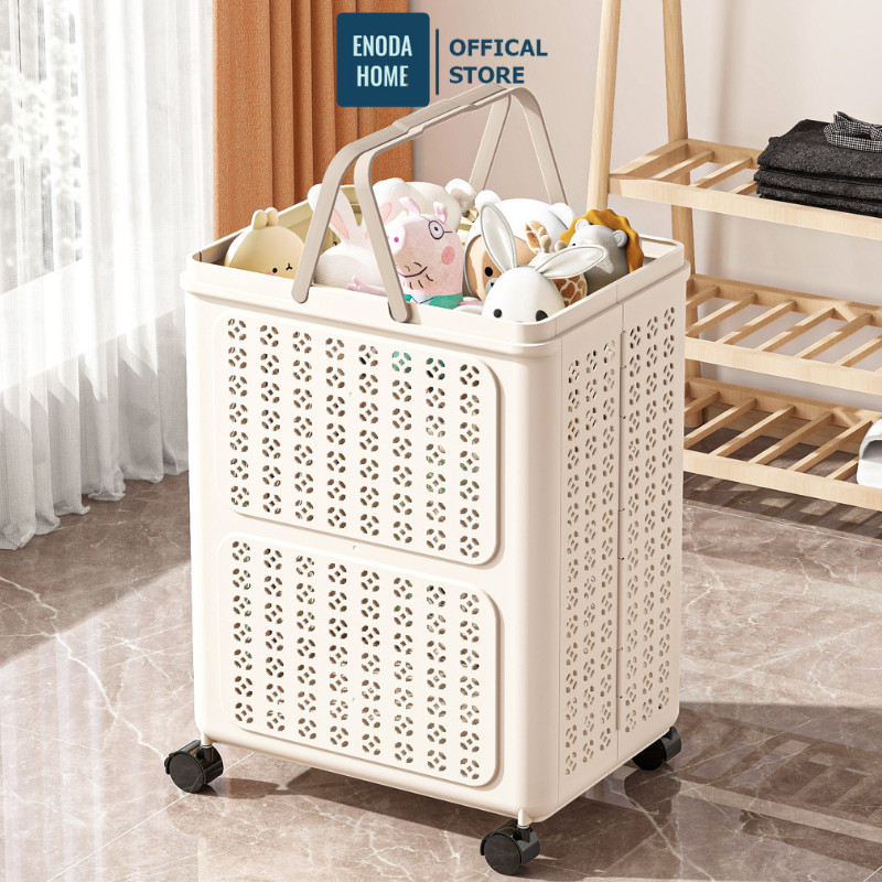 Giỏ Nhựa Gấp Gọn Đựng Đồ Chơi ENODA HOME, Giỏ Đựng Đồ Chơi Cho Bé 3 Kích Thước Có Bánh Xe Tiện Lợi Q460