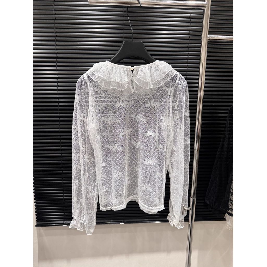 Milyfashion Rời Ren Dài Tay Đáy Nơ Mùa Thu Cổ Đôi