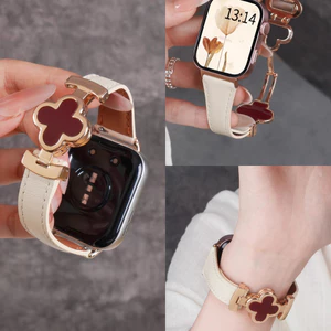 Dây da nam châm cỏ bốn lá cho Huawei Watch Fit 4 5 Pro Dây đeo đồng hồ thông minh nữ Dây đeo cổ tay cho Huawei Watch Fit 3