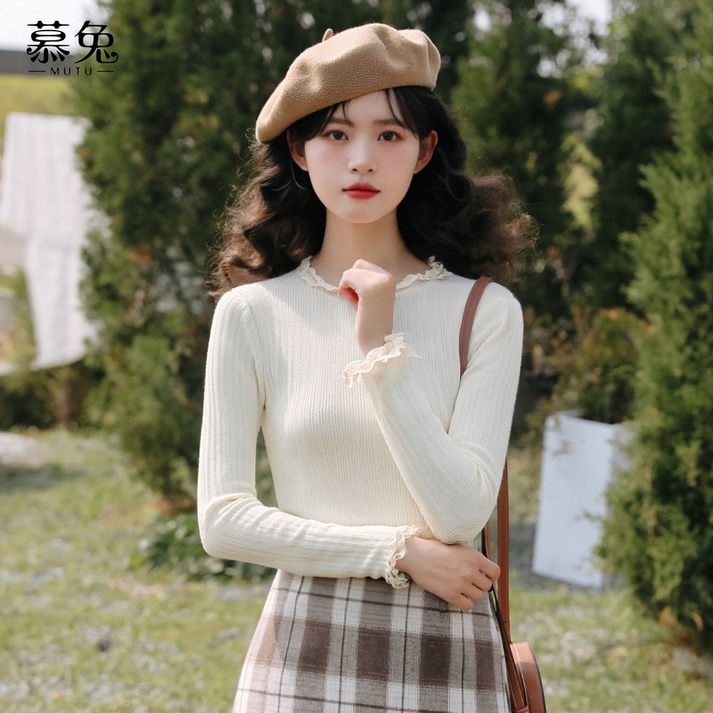 Mutu Áo Len Dài Tay Phong Cách Pháp, Chất Liệu Cao Cấp,Slim-fit Hợp Thời Mùa Đông 2025