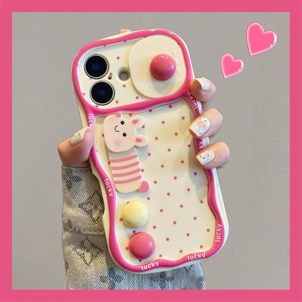 Ốp điện thoại cửa sổ trượt 3D Dot Dog Cat cho iPhone 17 Pro Max 16 Plus 15 14 13 12 11 Vỏ bảo vệ chống sốc