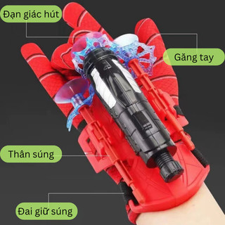[Hỷ] Đồ chơi Spider Man hóa trang – găng tay bắn tơ độc đáo có giác hút, dây kéo dài, kèm 3 tên nhện tặng kèm