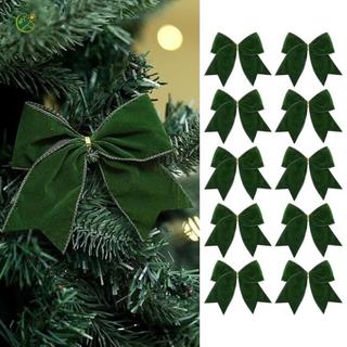 ⭐GROUS⭐10 Pieces Velvet Bow Set for Rustic Christmas Wreath and Tree Holiday Decoration