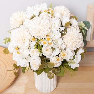 Hoa Giả Trang Trí Nhà Cửa Lụa Cao Cấp Decor Phòng Khách Đẹp Hồng Cúc Họa Mi Nhân Tạo Bó Để Bàn Làm Việc Đám Cưới Đạo Cụ Chụp Ảnh Vintage Sang Trọng Phụ Kiện Nội Thất DIY Quà Tặng Cô Dâu Sắp Xếp Bình Mới