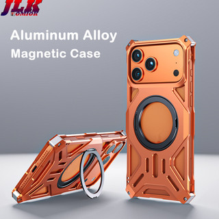 [JLK] Ốp Điện Thoại Kim Loại Đế Từ Tính Cho iPhone 17 16 15 Plus 14 13 Pro Max Rỗng Sang Trọng Hợp Kim Nhôm Điện Thoại Chống Sốc