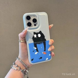 Kitten Heyu Đơn Giản Dễ Thương Vui Vẻ Mới Nhất Bán Chạy Túi Trống Da Hạt Bảo Vệ Thích Hợp Cho iPhone 17promax 15pro 13 14plus Chống Sốc 17air 14pro 16pro 15 13promax 17pro Ốp Điện Thoại Chống Sốc