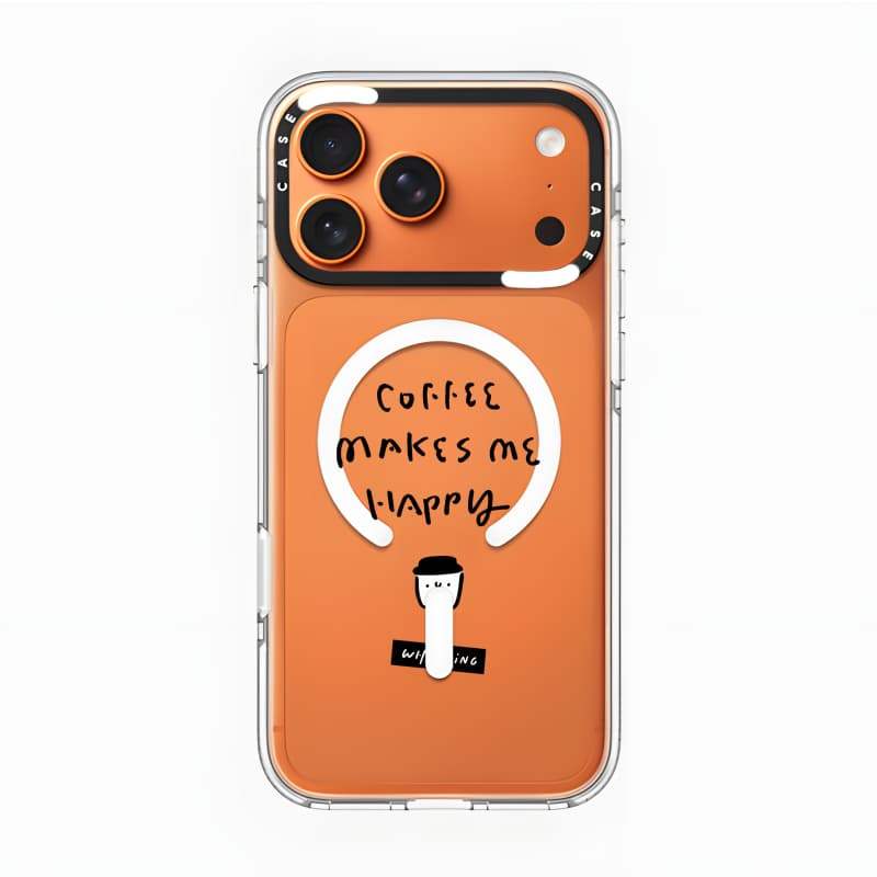 CASECASE X Coffee Makes Me Happy Case Impact Vỏ hút từ tính trong suốt cho iPhone 17 / 16 / 15 / 14 / 13 Pro Max | Ốp lưng Acrylic pha lê trong suốt có bao bì cao cấp
