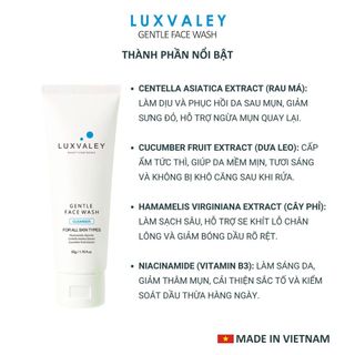 MUA 2 TẶNG 1 SỮA RỬA MẶT SÁNG DA NGỪA MỤN LUXVALEY GENTLE FACE WASH CHIẾT XUẤT RAU MÁ SÁNG DA