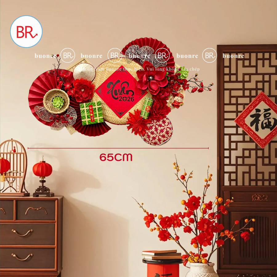 Set nguyên liệu trang trí mẹt Xuân An Lộc-Phụ kiện decor Tết 2026,mẹt tết treo tường cầu may mắn,tài lộc ANGIHOME