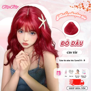 Thuốc nhuộm tóc, thuốc nhuộm tóc màu Đỏ Dâu tặng kèm oxy trợ dưỡng và bao tay | Trunghair