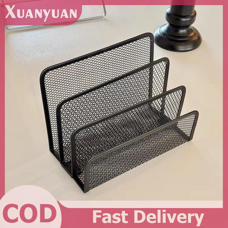 XUAN 1 Chiếc Màu Đen Để Bàn Văn Phòng Lưới Lưu Trữ Kim Loại Ba Lớp Thẻ Kinh Doanh Tập Tin Đồ Dùng Văn Phòng Giá Để Đồ VN