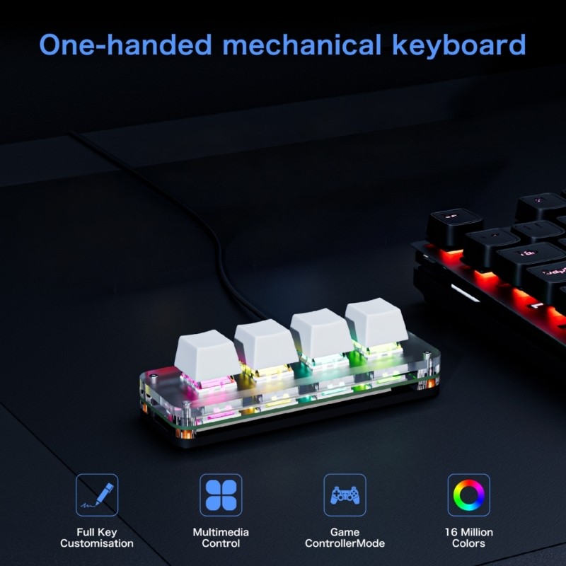 MOON 4 Nút Macro Pad Bàn phím Mini có thể lập trình để hiệu quả văn phòng Khả năng tương thích rộng rãi và thiết kế di động