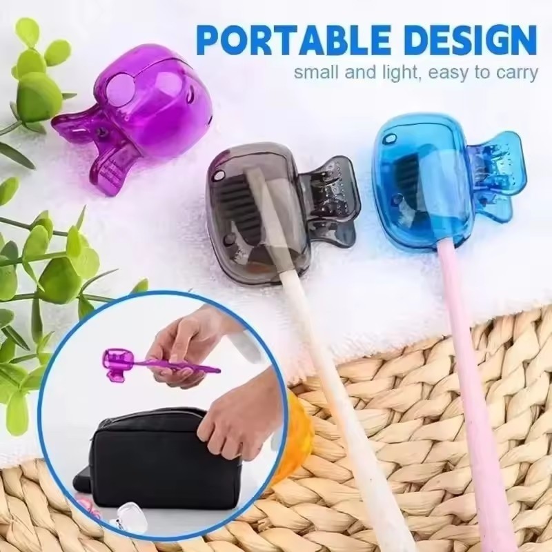 5 / 10 / 15 Cái Hộp đựng đầu bàn chải đánh răng bằng nhựa di động / Vỏ bàn chải đánh răng du lịch để cắm trại & sử dụng hàng ngày