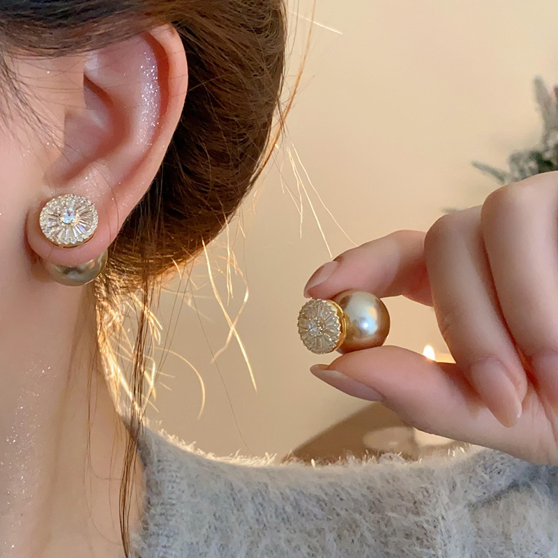 Bông Tai Nữ Retro Zircon và Ngọc Trai, Phong Cách Sang Trọng, Giá Rẻ