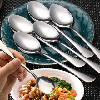 5 / 10 / 15 Chiếc Thìa Tay Cầm Dài Bằng Thép Không Gỉ - Thìa Tráng Miệng Bạc Dày Dao Kéo Nhà Bếp