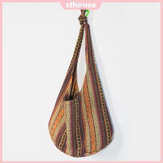 Túi Đeo Vai Sọc Vải Nữ Dân Tộc Boho Túi Đeo Ngang Ví Hippie Túi Đi Làm Mua Sắm Du Lịch [sthouse.vn]