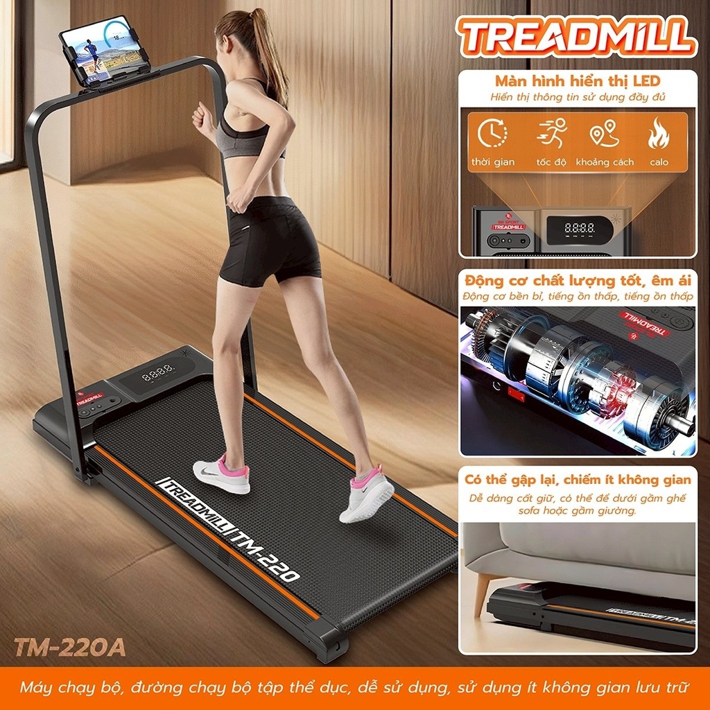 [MALL]  BG - Máy chạy bộ ĐIỆN mẫu TREADMILL TM220 thiết kế đẹp mắt, gọn nhẹ