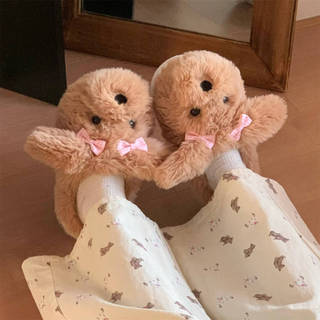 XIXITIAO Dép Cotton Nữ Mùa Đông Ấm Áp Thoải Mái Hoạt Hình Ngọt Ngào Chó Con Thời Trang Thường Ngày
