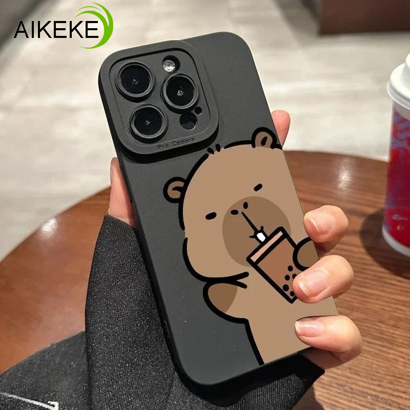 Ốp Điện Thoại Capybara Lông Thú Dễ Thương Cho OPPO Reno 14F 14 13 13F 12 12F 11F 11 Pro 10 9 8 Pro Plus 8T 7 6 Pro 5G 4G Trà Sữa Ốp Lưng Bảo Vệ Camera Vỏ Mềm Chống Sốc