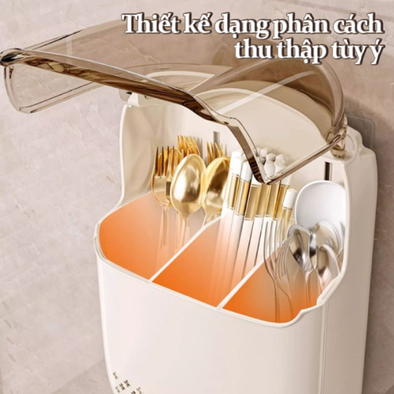 Hộp đựng đũa muỗng dán tường,Ống đựng đũa thìa treo tường，Có lỗ thông gió để làm khô nhanh