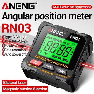 Máy đo độ nghiêng kỹ thuật số DWELLCO, Máy đo độ nghiêng Laser có thể sạc lại đa chức năng, Đo 360 độ Màn hình LCD có độ chính xác cao Máy tìm góc kỹ thuật số Hộ gia đình