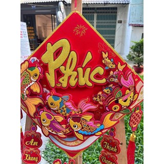 Liễn Tết loại cao cấp chữ Phúc kích thước 40x40cm – Dây treo trang trí Tết Bính Ngọ 2026