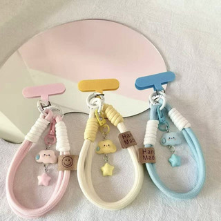 (Giao hàng tại địa phương) Chống thất lạc Phim hoạt hình dễ thương Hello Kitty Mặt dây chuyền hình trái tim đám mây và chuỗi ngôi sao Phong cách bện ngắn cho điện thoại di động nữ